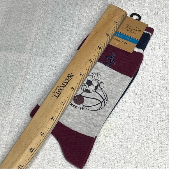 Original Penguin Men’s Casual Dress Socks Combed Cotton Blend Burgundy New NWT - Picture 6 of 12